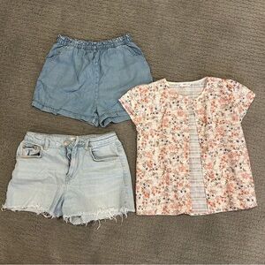 Mango Girls Matching Set - Blue and Floral